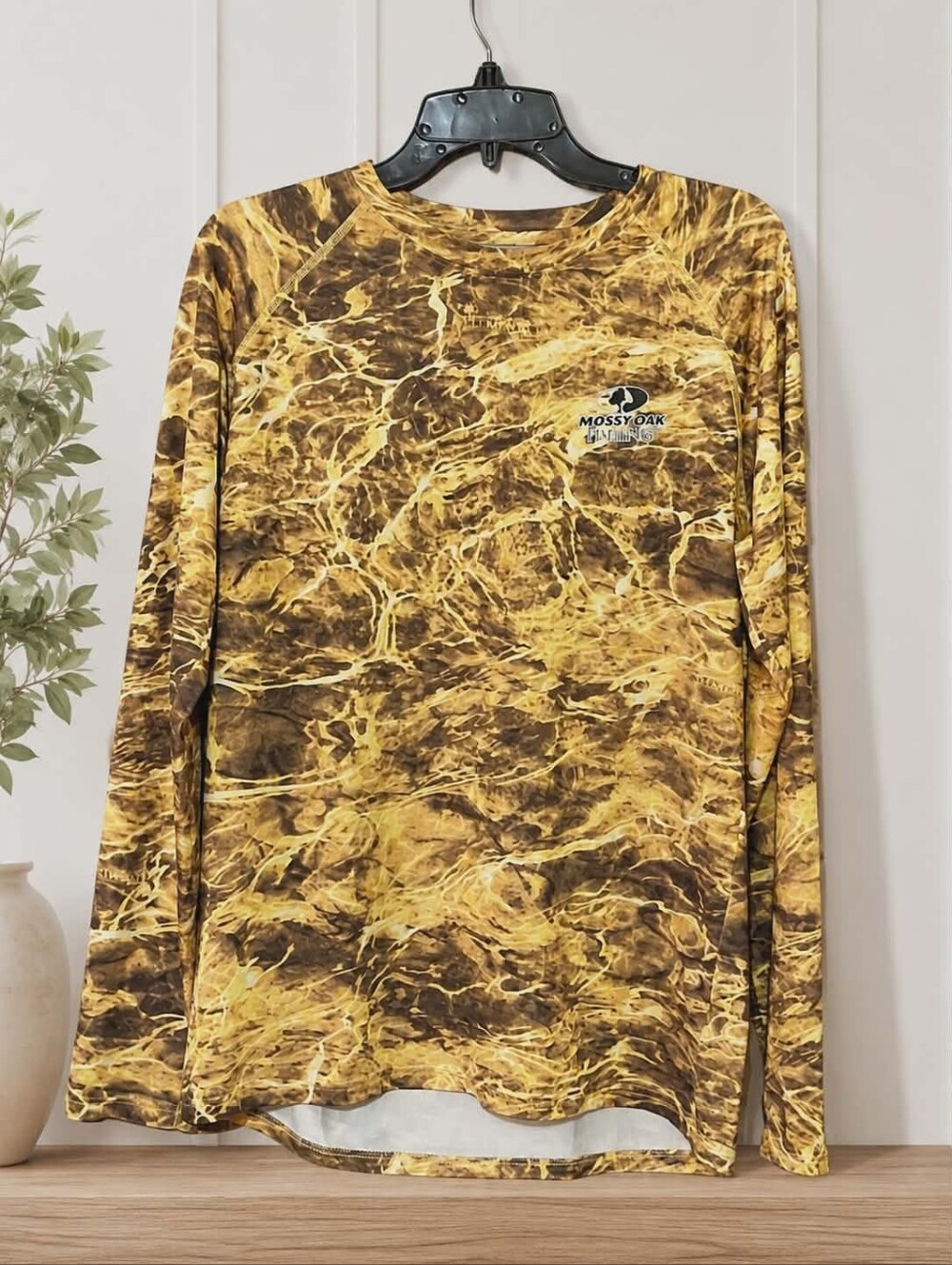 Mossy Oak Fishing Elements Shirt Mens M No Fly Zone Insect Repellent Camo